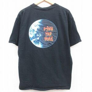 XL/古着 半袖 ビンテージ Tシャツ メンズ 00s 地球 大きいサイズ コットン クルーネック 黒 ブラック spe 23may11 中古