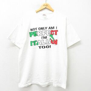 XL/古着 半袖 ビンテージ Tシャツ メンズ 00s イタリアン 大きいサイズ コットン クルーネック 白 ホワイト 23jun01 中古