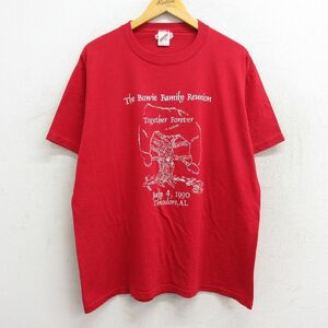 XL/古着 半袖 ビンテージ Tシャツ メンズ 90s 木 クルーネック 赤 レッド 23jun06 中古