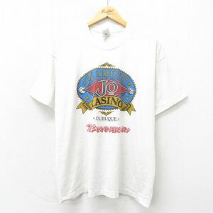 XL/古着 半袖 ビンテージ Tシャツ メンズ 90s カジノ クルーネック 白 ホワイト 23may24 中古