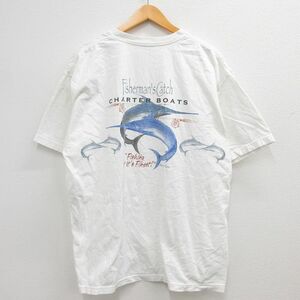 XL/古着 半袖 ビンテージ Tシャツ メンズ 00s Fishermans Catch カジキ 大きいサイズ クルーネック 白 ホワイト 23may15 中古