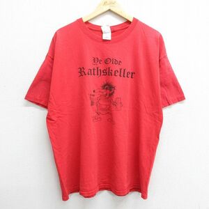 XL/古着 半袖 ビンテージ Tシャツ メンズ 00s Ye Olde Rathskellr ビール タバコ 大きいサイズ コットン クルーネック 赤 レッド 23may