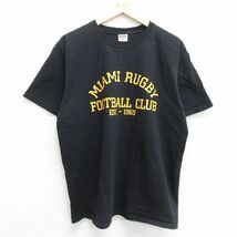 L/古着 半袖 ビンテージ Tシャツ メンズ 00s マイアミ ラグビー フットボールクラブ コットン クルーネック 黒 ブラック 23may11 中古_画像1