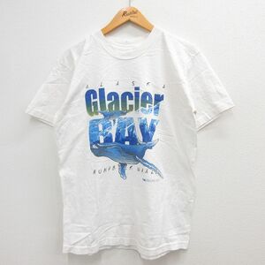 L/古着 半袖 ビンテージ Tシャツ メンズ 00s ザトウクジラ アラスカ クルーネック 白 ホワイト 23may15 中古