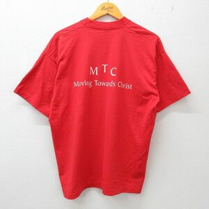 XL/古着 半袖 ビンテージ Tシャツ メンズ 00s MTC キリスト クルーネック 赤 レッド 23mar14 中古