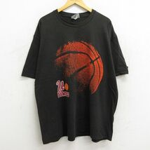 XL/古着 リー Lee 半袖 ビンテージ Tシャツ メンズ 90s バスケットボール 大きいサイズ コットン クルーネック 黒 ブラック 23jun19 中_画像1