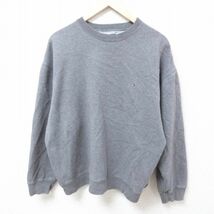 XL/古着 トミーヒルフィガー TOMMY HILFIGER 長袖 ブランド スウェット メンズ 90s ワンポイントロゴ 大きいサイズ クルーネック 濃グ_画像1