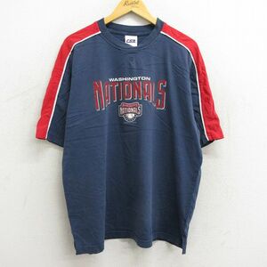 XL/古着 半袖 ビンテージ Tシャツ メンズ 00s MLB　ワシントンナショナルズ クルーネック 紺 ネイビー メジャーリーグ ベースボール 野