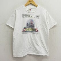 L/古着 半袖 ビンテージ Tシャツ メンズ 00s 9.11事件 The day the Eagle Cride コットン クルーネック 白 ホワイト 23jul26 中古_画像1