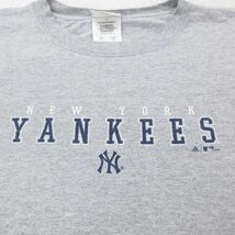 XL/古着 アディダス adidas 半袖 ビンテージ Tシャツ メンズ 00s MLB ニューヨークヤンキース 大きいサイズ クルーネック グレー 霜降_画像2