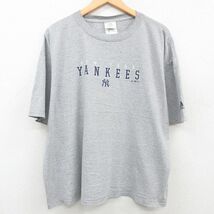 XL/古着 アディダス adidas 半袖 ビンテージ Tシャツ メンズ 00s MLB ニューヨークヤンキース 大きいサイズ クルーネック グレー 霜降_画像1