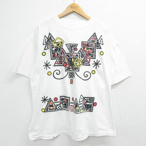 XL/古着 半袖 ビンテージ Tシャツ メンズ 90s 三角 四角 大きいサイズ コットン クルーネック 白 ホワイト 23aug07 中古