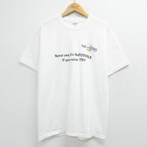 M/古着 半袖 ビンテージ Tシャツ メンズ 00s Power in the World コットン クルーネック 白 ホワイト 23aug07 中古