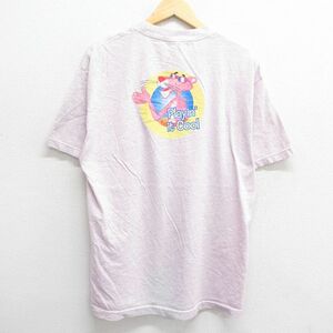 L/古着 半袖 ビンテージ Tシャツ メンズ 00s ピンクパンサー ミネソタ クルーネック 薄ピンク 霜降り 23jul22 中古