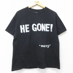 L/古着 半袖 ビンテージ Tシャツ メンズ 00s HE GONE！ コットン クルーネック 黒 ブラック 23aug22 中古