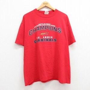 XL/古着 半袖 ビンテージ Tシャツ メンズ 00s MLB セントルイスカージナルス 大きいサイズ コットン クルーネック 赤 レッド メジャー
