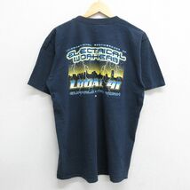 XL/古着 半袖 ビンテージ Tシャツ メンズ 90s LOCAL 41 ニューヨーク 胸ポケット付き コットン クルーネック 紺 ネイビー 23mar10 中古_画像1