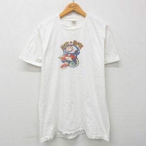 L/古着 ヘインズ 半袖 ビンテージ Tシャツ メンズ 90s HAVE A BLAST 宇宙 コットン クルーネック 白 ホワイト spe 23apr15 中古