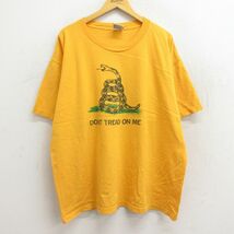 XL/古着 半袖 ビンテージ Tシャツ メンズ 90s ヘビ 大きいサイズ コットン クルーネック 黄 イエロー 23may02 中古_画像1