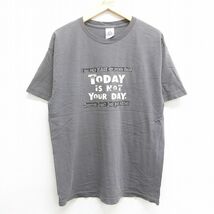 L/古着 半袖 ビンテージ Tシャツ メンズ 00s TODAY コットン クルーネック 濃グレー 霜降り 23may23 中古_画像1