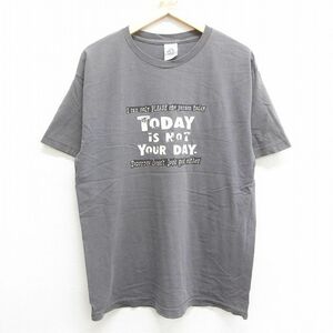 L/古着 半袖 ビンテージ Tシャツ メンズ 00s TODAY コットン クルーネック 濃グレー 霜降り 23may23 中古