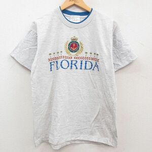 XL/古着 半袖 ビンテージ Tシャツ メンズ 90s フロリダ イカリ クルーネック 薄グレー 霜降り他 23may10 中古