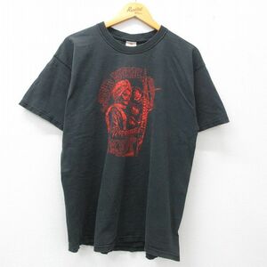 XL/古着 半袖 ビンテージ Tシャツ メンズ 00s KKUP ワールドミュージック クルーネック 黒 ブラック 23apr27 中古