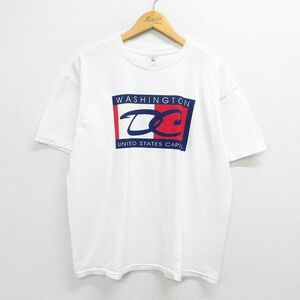 XL/古着 半袖 ビンテージ Tシャツ メンズ 00s ワシントンDC コットン クルーネック 白 ホワイト 23may11 中古