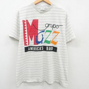 XL/古着 半袖 ビンテージ Tシャツ メンズ 90s Mazz クルーネック 薄グレー ボーダー 23jun22 中古