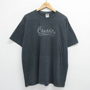 XL/古着 半袖 ビンテージ Tシャツ メンズ 00s カナダ ナイアガラの滝 大きいサイズ クルーネック グレー 霜降り 23jun26 中古