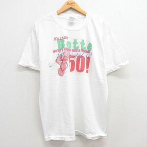 L/古着 半袖 ビンテージ Tシャツ メンズ 00s サンダル Bette コットン クルーネック 白 ホワイト 23jun24 中古