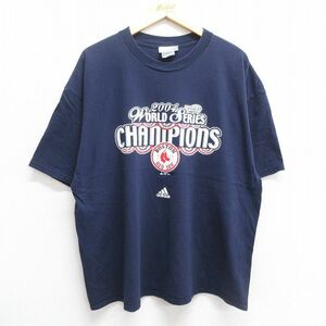 XL/古着 アディダス adidas 半袖 ビンテージ Tシャツ メンズ 00s ワンポイントロゴ MLB ボストンレッドソックス ワールドシリーズ 大き