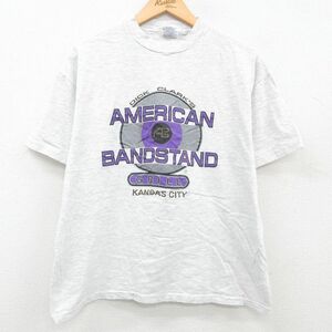 L/古着 ヘインズ 半袖 ビンテージ Tシャツ メンズ 90s AMERICAN カンザス クルーネック グレー 霜降り 23jul01 中古