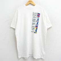 XL/古着 半袖 ビンテージ Tシャツ メンズ 90s LAKE WAWASEE 大きいサイズ ロング丈 コットン クルーネック 白 ホワイト 23jul17 中古_画像1