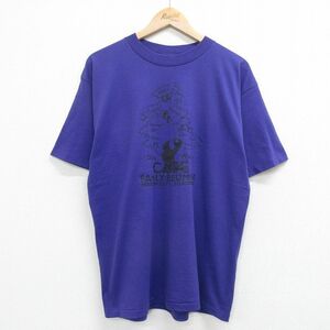 L/古着 半袖 ビンテージ Tシャツ メンズ 90s 木 CASE クルーネック 紫 パープル 23jul24 中古