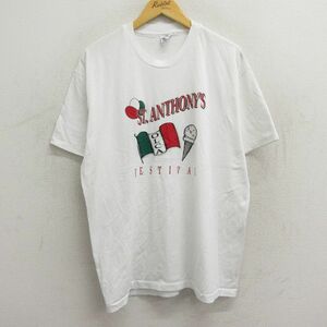 XL/古着 ヘインズ 半袖 ビンテージ Tシャツ メンズ 90s アイスクリーム イタリア クルーネック 白 ホワイト 23jul26 中古