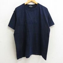 XL/古着 半袖 ビンテージ Tシャツ メンズ 90s The grand 刺繍 コットン クルーネック 紺 ネイビー タイダイ 23sep02 中古_画像1