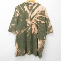 XL/古着 半袖 ビンテージ Tシャツ メンズ 90s オコボジ カレッジ 大きいサイズ コットン クルーネック 緑他 グリーン ブリーチ加工 23a_画像2