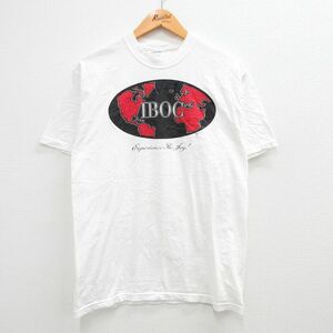 L/古着 半袖 ビンテージ Tシャツ メンズ 00s IBOC メッセージ コットン クルーネック 白 ホワイト 23jul22 中古