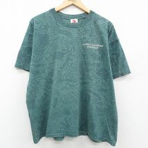 XL/古着 半袖 ビンテージ Tシャツ メンズ 90s LURAY CAVERNS VIRGINIA 総柄 大きいサイズ クルーネック 緑他 グリーン 23aug29 中古_画像1