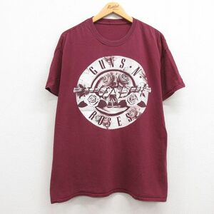 XL/古着 半袖 ビンテージ ロック バンド Tシャツ メンズ 00s ガンズアンドローゼズ 大きいサイズ クルーネック エンジ 23jun03 中古