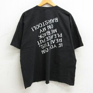 XL/古着 半袖 ビンテージ Tシャツ メンズ 00s メッセージ 大きいサイズ コットン クルーネック 黒 ブラック spe 23sep02 中古