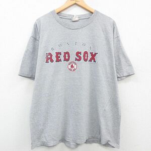 XL/古着 リー Lee 半袖 ビンテージ Tシャツ メンズ 00s MLB ボストンレッドソックス 大きいサイズ クルーネック グレー 霜降り メジャ