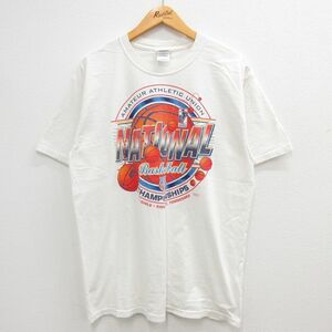 L/古着 半袖 ビンテージ Tシャツ メンズ 00s AAU バスケットボール チャンピオンシップ コットン クルーネック 白 ホワイト 23apr26 中