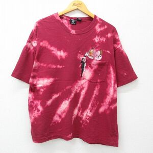 XL/古着 半袖 ビンテージ Tシャツ メンズ 00s ルーニーテューンズ トゥイーティー 胸ポケット付き コットン クルーネック エンジ系 ブ