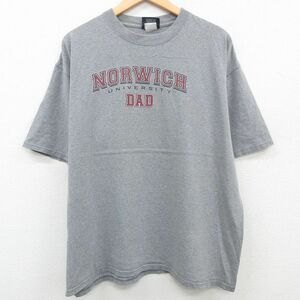 XL/古着 ジャンスポーツ 半袖 ビンテージ Tシャツ メンズ 00s NORWICH カレッジ 大きいサイズ クルーネック グレー 霜降り 23apr27 中