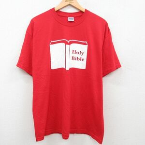 XL/古着 半袖 ビンテージ Tシャツ メンズ 00s 聖書 Holy Bible クルーネック 赤 レッド 23aug09 中古