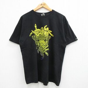 L/古着 半袖 ビンテージ Tシャツ メンズ 00s メデューサ ヘビ コットン クルーネック 黒 ブラック 23apr27 中古