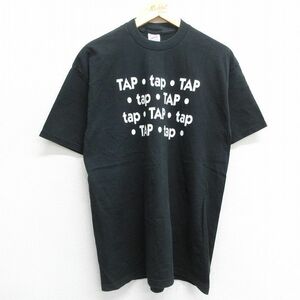 L/古着 ジャージーズ 半袖 ビンテージ Tシャツ メンズ 90s TAP コットン クルーネック 黒 ブラック spe 23aug16 中古