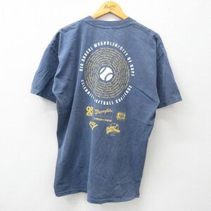 XL/古着 半袖 ビンテージ Tシャツ メンズ 00s ソフトボール ラングラー 企業広告 コットン クルーネック 紺 ネイビー 23aug31 中古